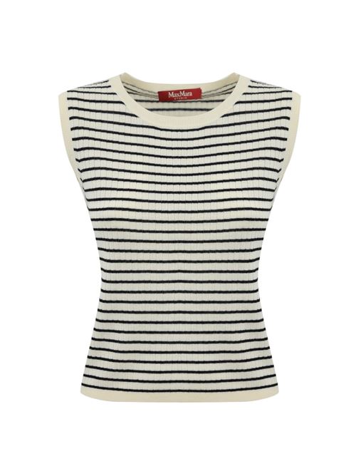 Top a righe Valeria in lana e seta Bianco/Nero MAX MARA STUDIO | 2516361141600001